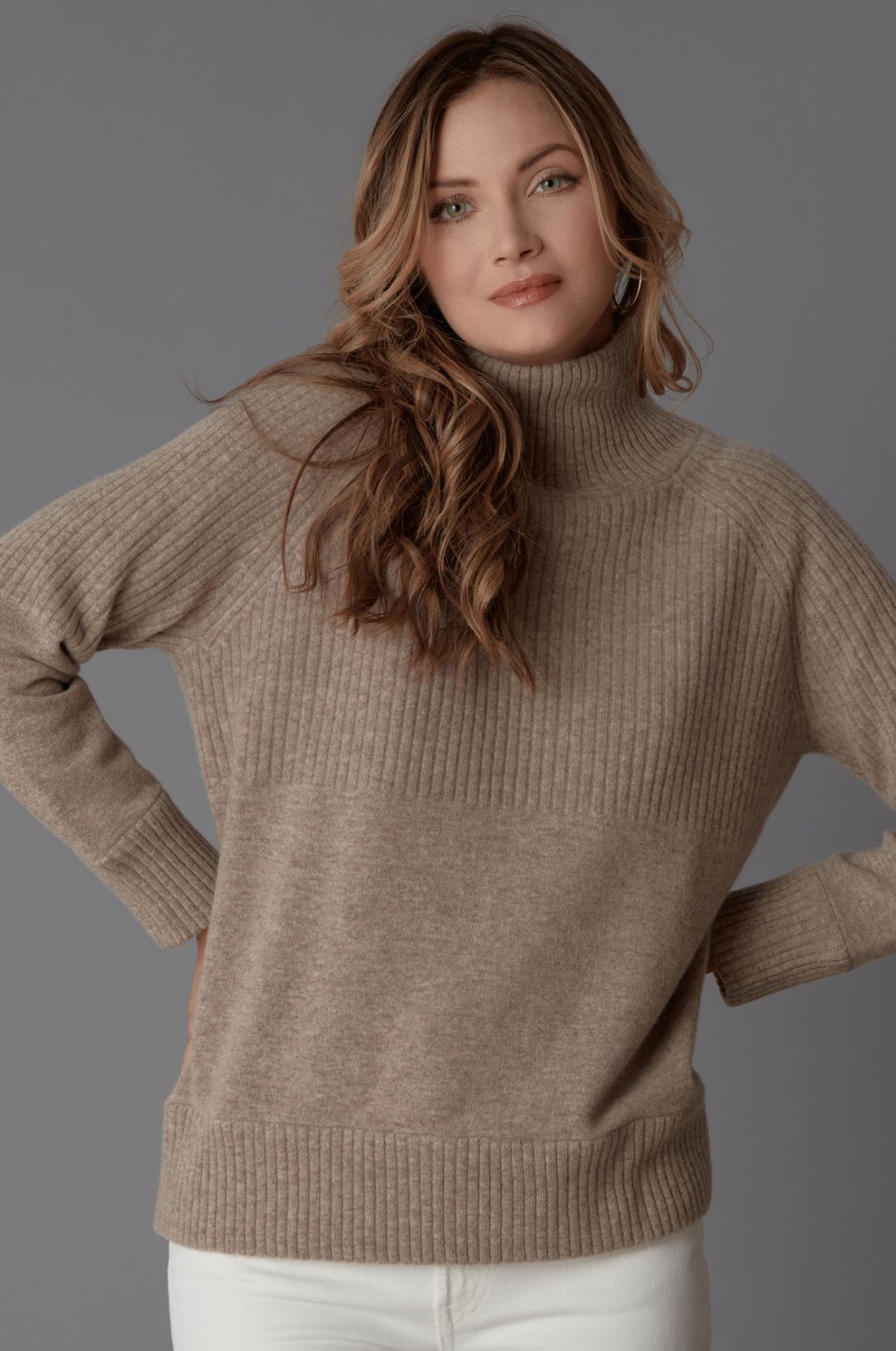 Driftwood Taupe Heather Mock Neck