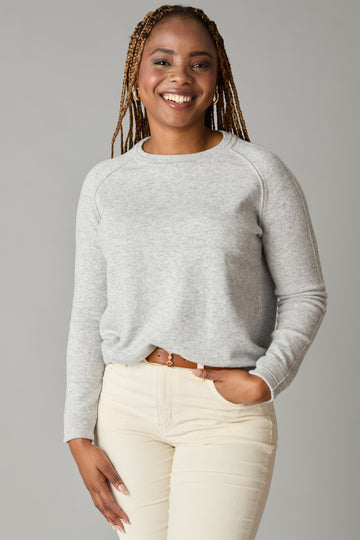 Foggy Grey Heather Merino Wool Crew Neck