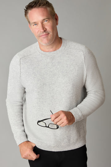 Pebble Grey Heather Merino Wool Crew Neck